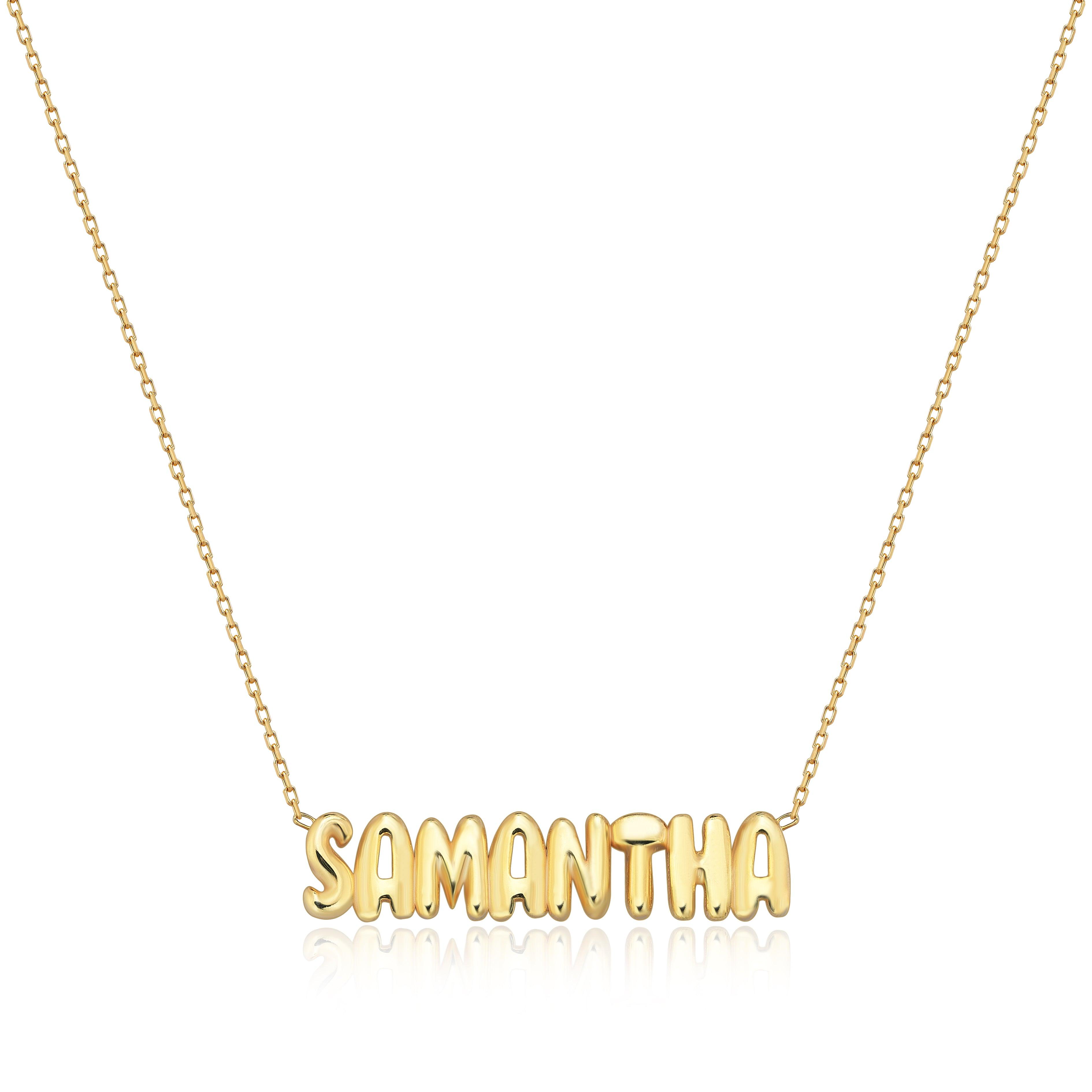 Bubble Nameplate Necklace - SELEN JEWELS