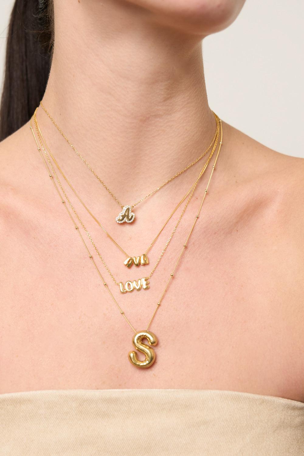 Bubble Nameplate Necklace - SELEN JEWELS