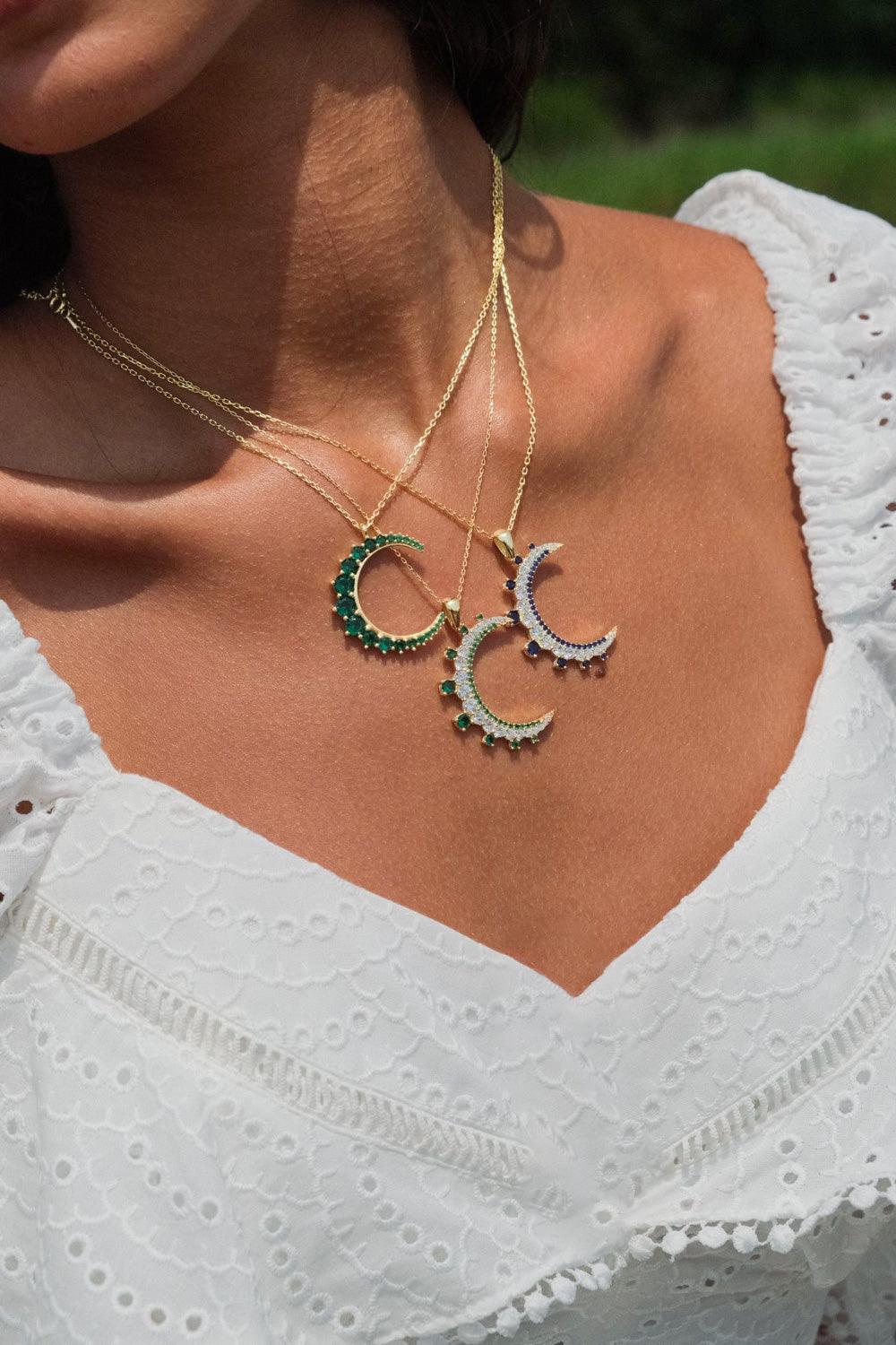 Moon Crescent Necklace - SELEN JEWELS