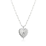 Pave Diamond Letter Heart Necklace