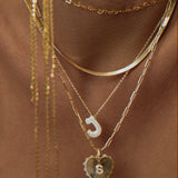 Pave Diamond Letter Heart Necklace