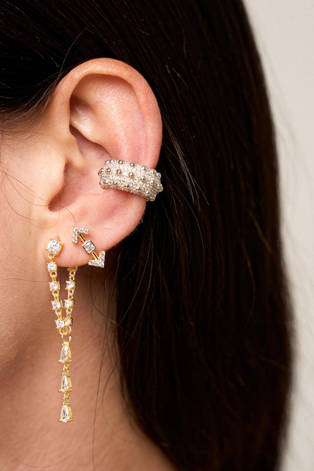 Gold Arrow Cubic Zircon Stones Earrings - SELEN JEWELS