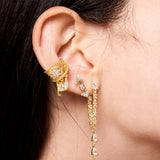 Gold Arrow Cubic Zircon Stones Earrings - SELEN JEWELS
