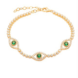 Green Stone Evil Eye Bracelet - SELEN JEWELS