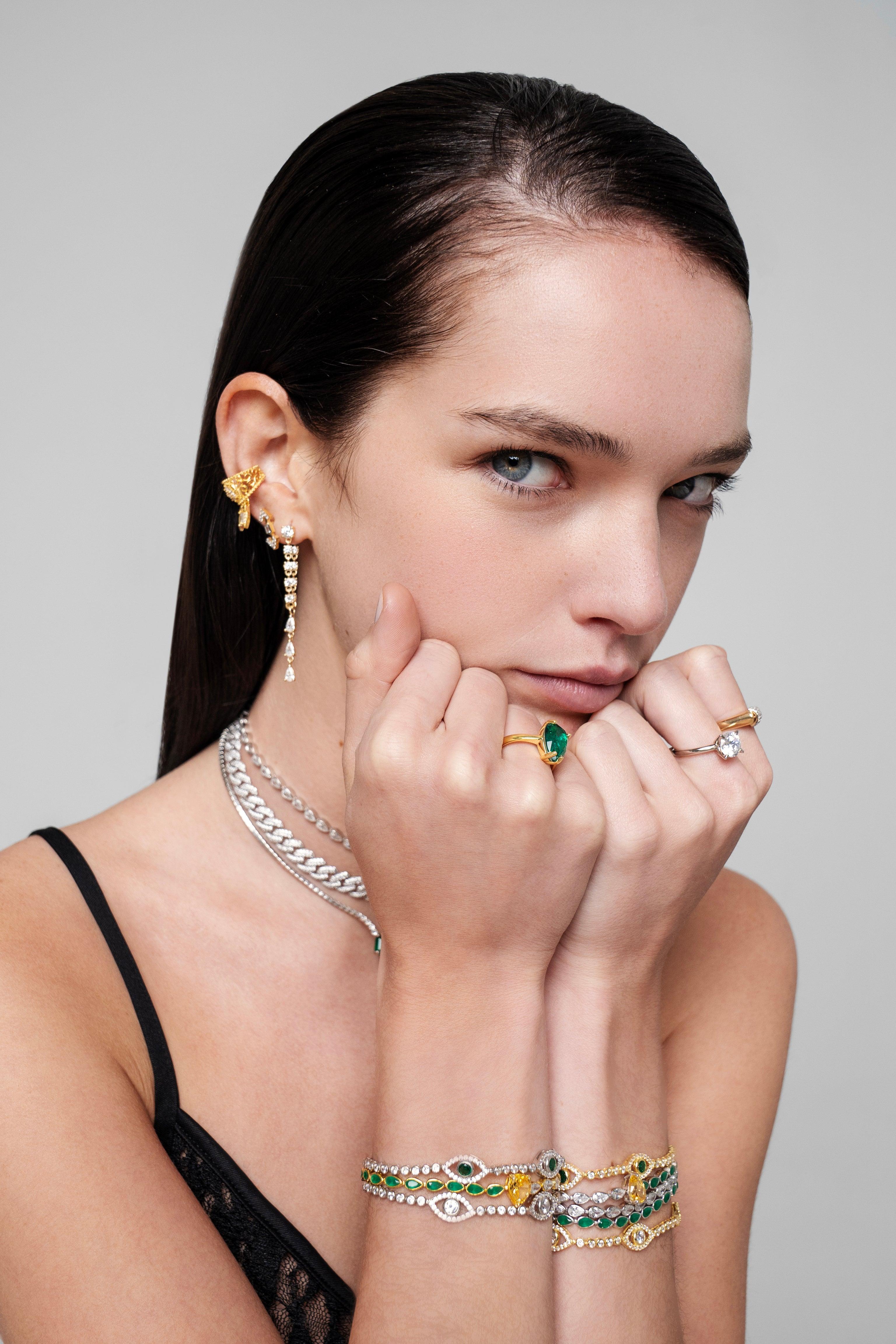 Green Stone Evil Eye Bracelet - SELEN JEWELS