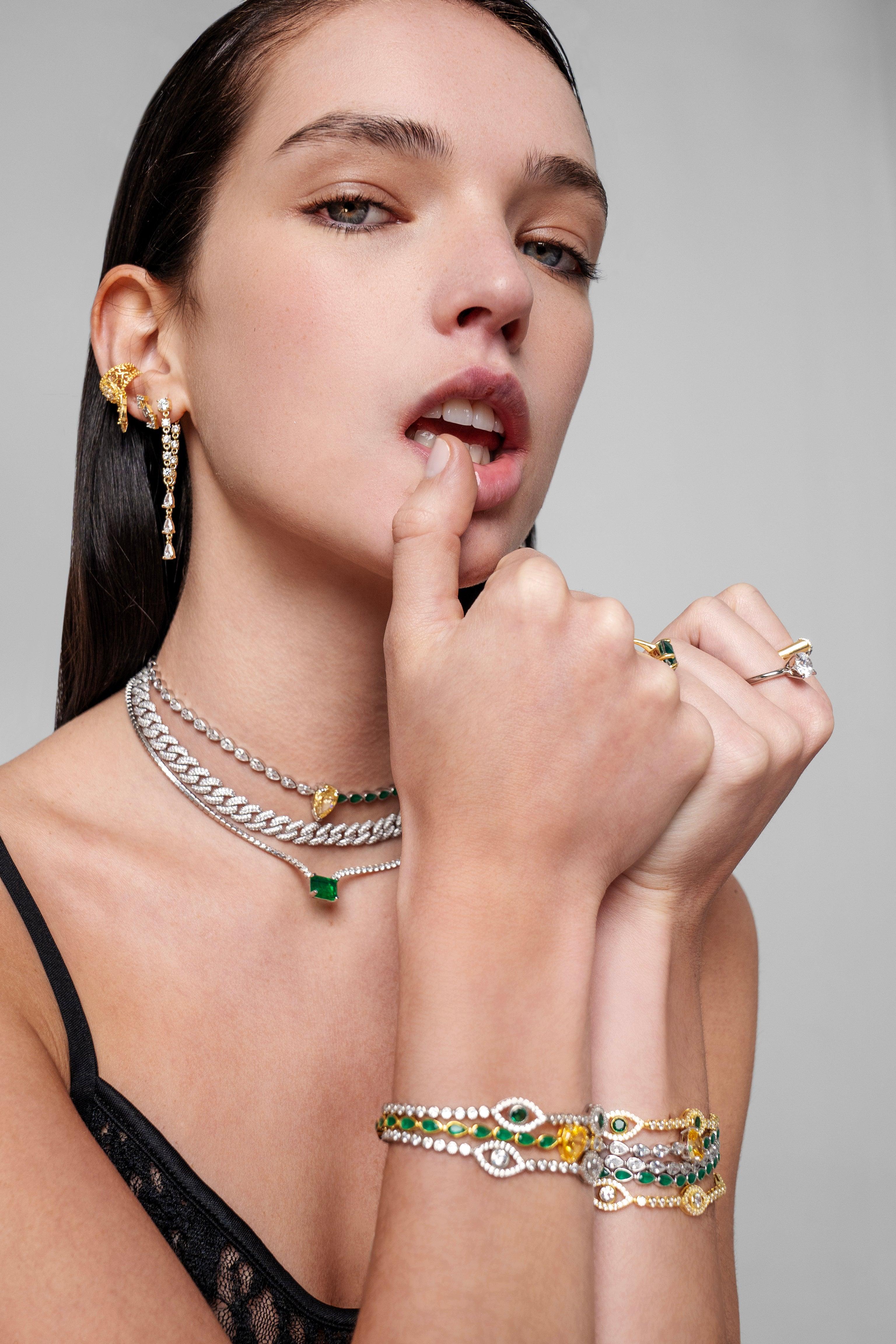 Green Stone Evil Eye Bracelet - SELEN JEWELS
