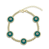 Green Stone Evil Eye Tennis Bracelet - SELEN JEWELS