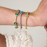 Green Stone Evil Eye Tennis Bracelet - SELEN JEWELS