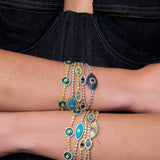 Green Stone Evil Eye Tennis Bracelet - SELEN JEWELS