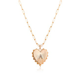 Pave Diamond Letter Heart Necklace