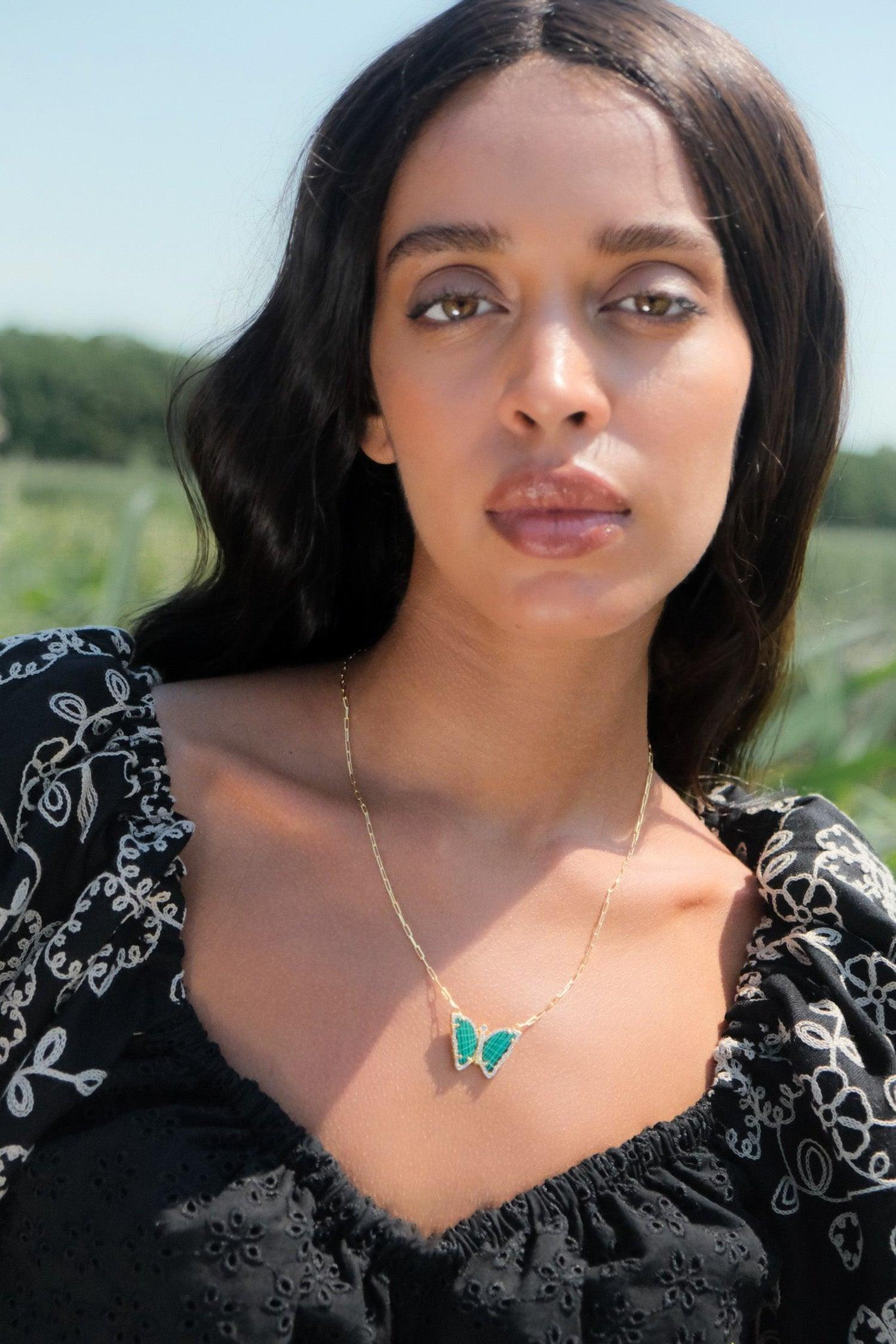 Malachite Butterfly Necklace - SELEN JEWELS