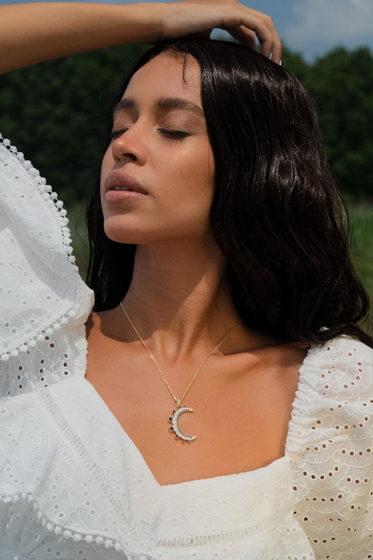Moon Crescent Necklace - SELEN JEWELS