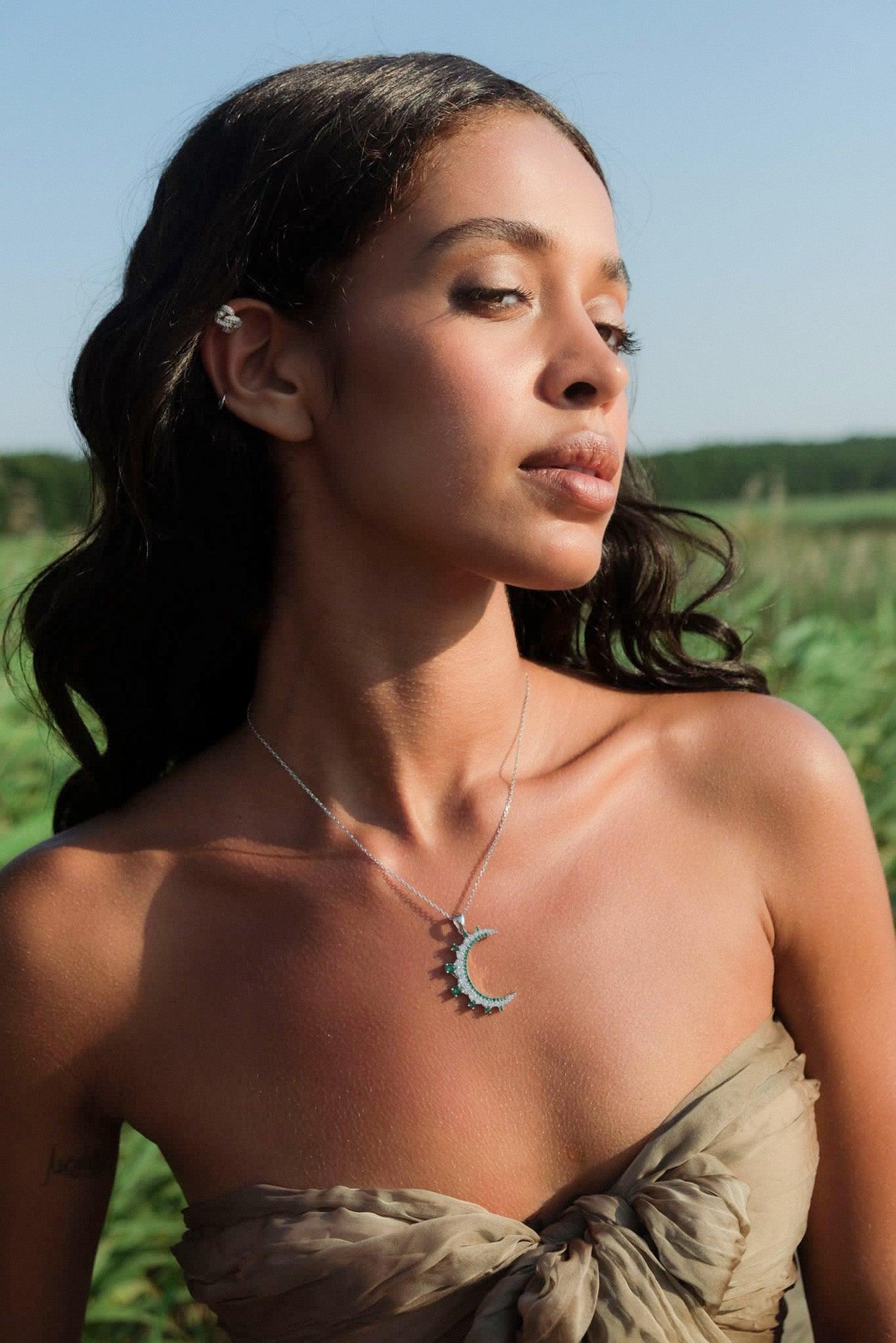 Moon Crescent Necklace - SELEN JEWELS