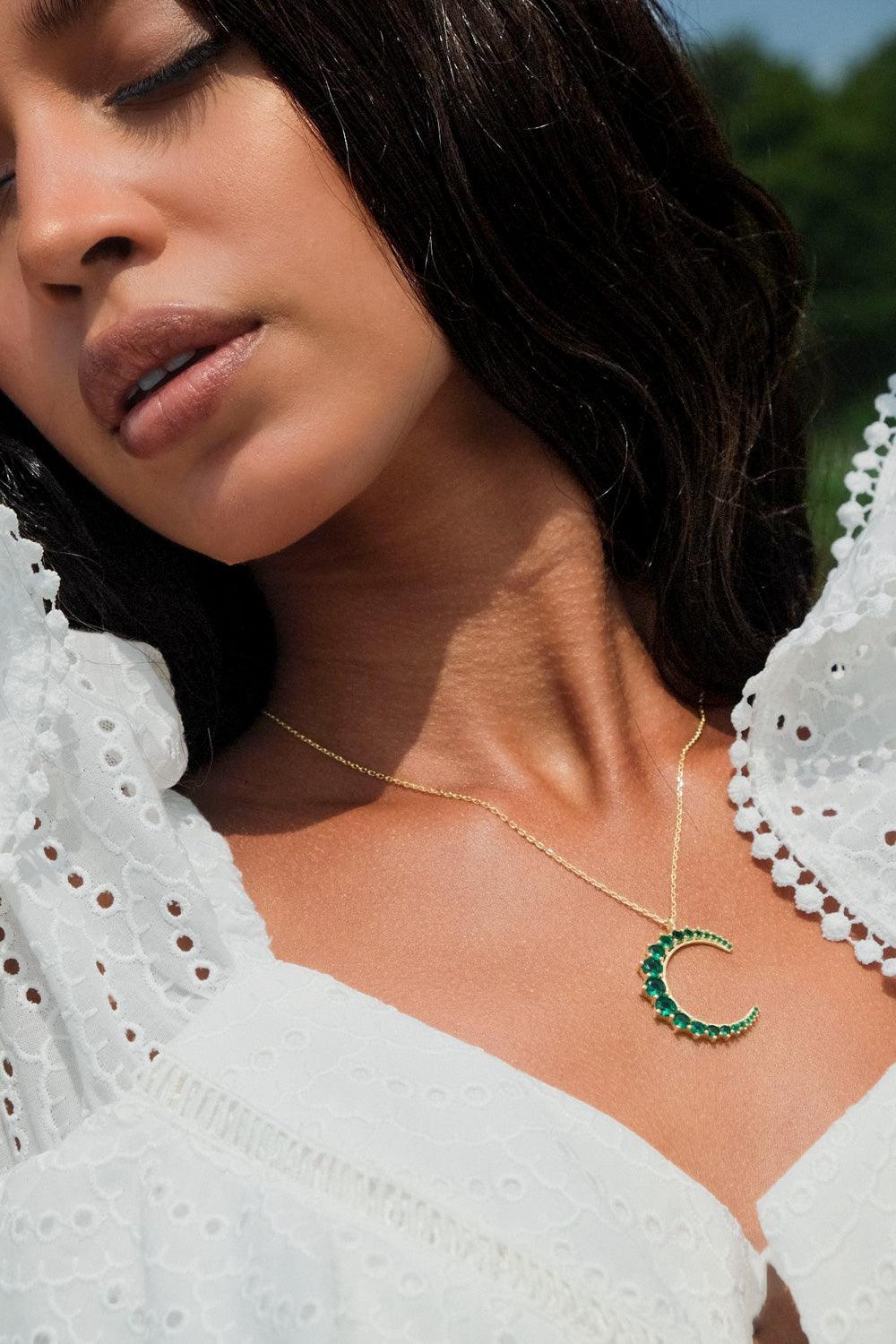 Moon Crescent Necklace - SELEN JEWELS