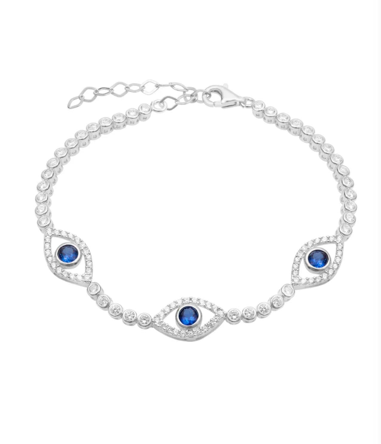 Navy Blue Evil Eye Tennis Bracelet - SELEN JEWELS