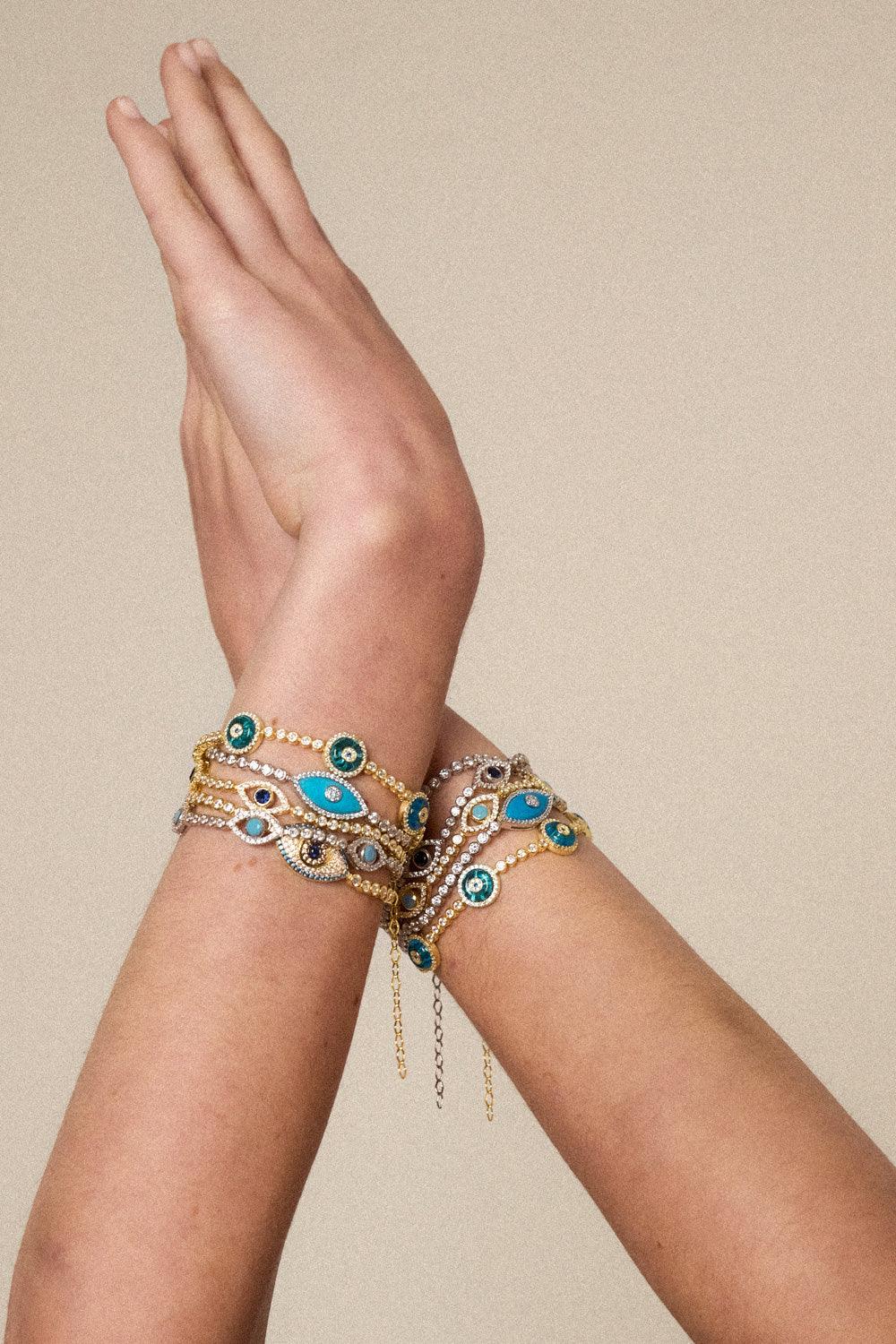 Navy Blue Evil Eye Tennis Bracelet - SELEN JEWELS