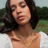 Paperclip Chain Evil Eye Necklace - SELEN JEWELS