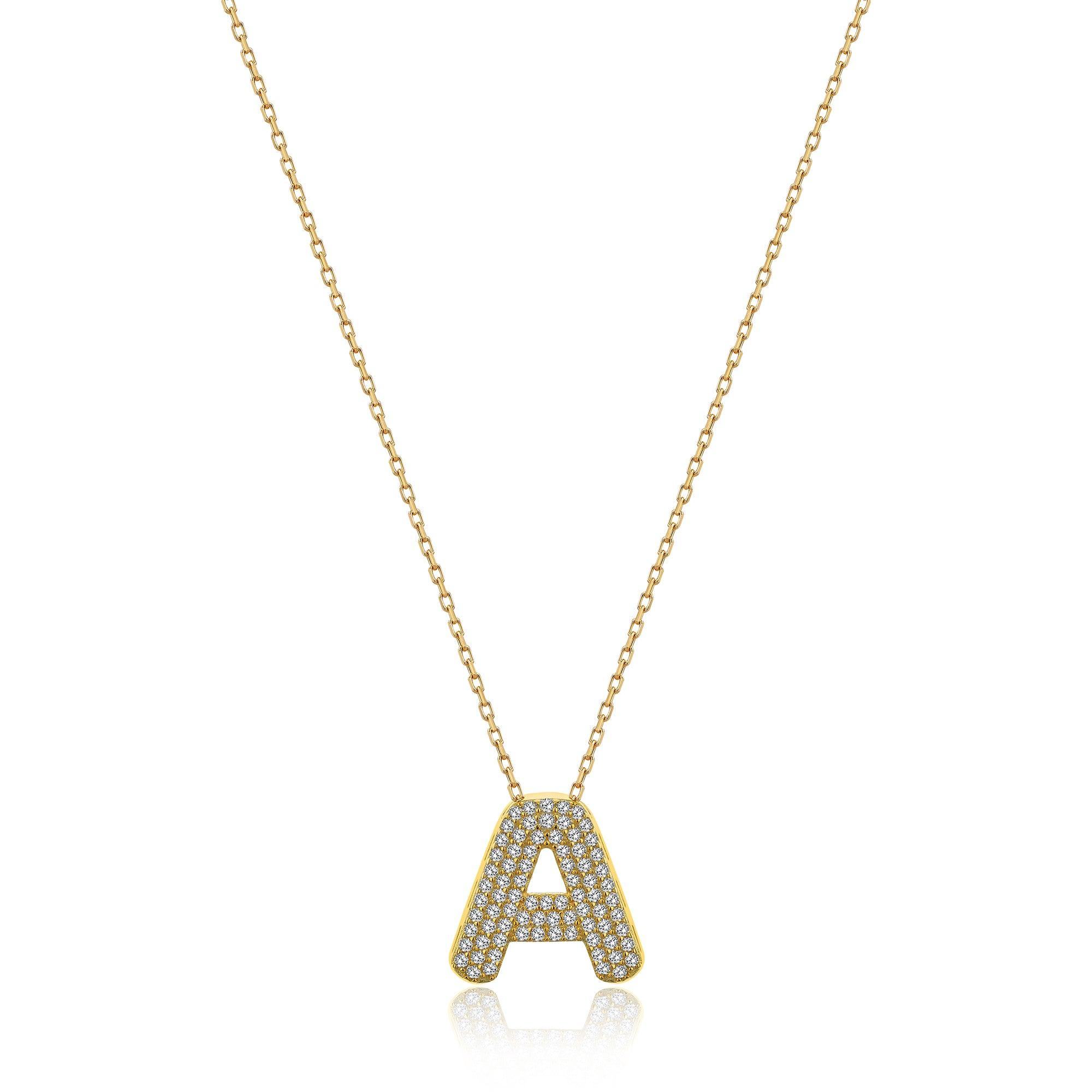Pave Bubble Letter Necklace - SELEN JEWELS