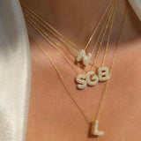 Pave Bubble Letter Necklace - SELEN JEWELS