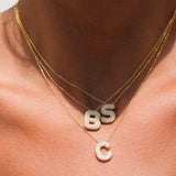 Pave Bubble Letter Necklace - SELEN JEWELS