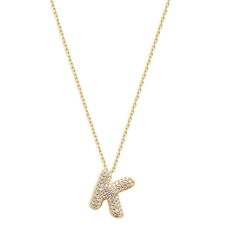 Pave Bubble Letter Necklace - SELEN JEWELS