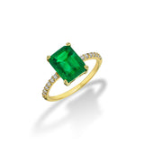 Pave Emerald Cut Ring - SELEN JEWELS
