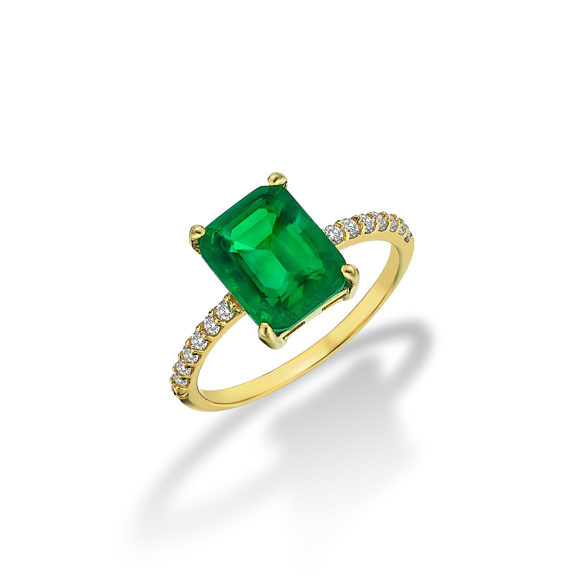Pave Emerald Cut Ring - SELEN JEWELS