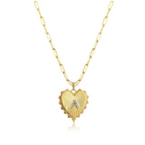 Pave Diamond Letter Heart Necklace