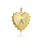 Pave Diamond Letter Heart Necklace