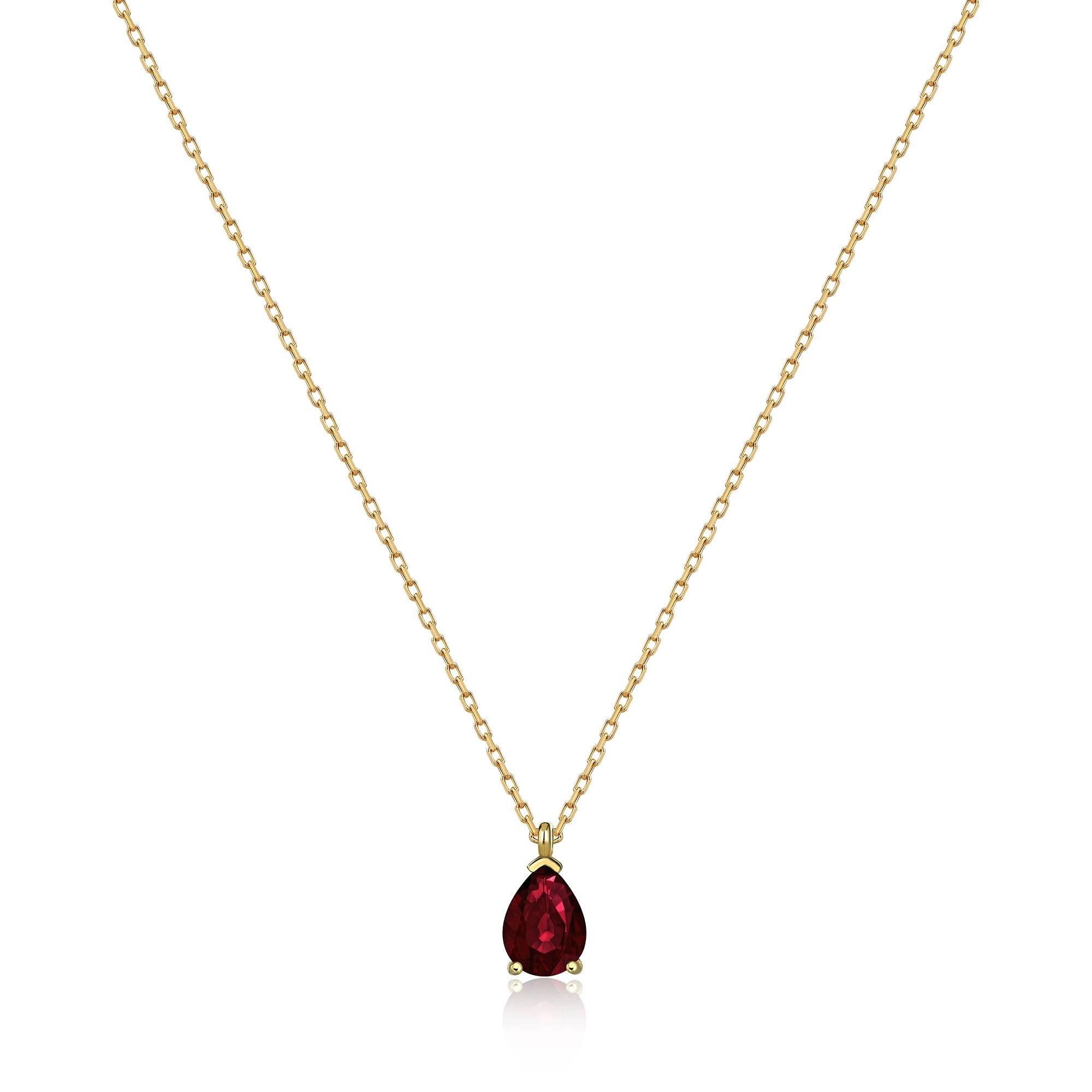 Ruby Pear Cut Necklace - SELEN JEWELS