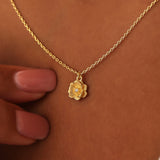Birth Flower Necklace with Birth month stone