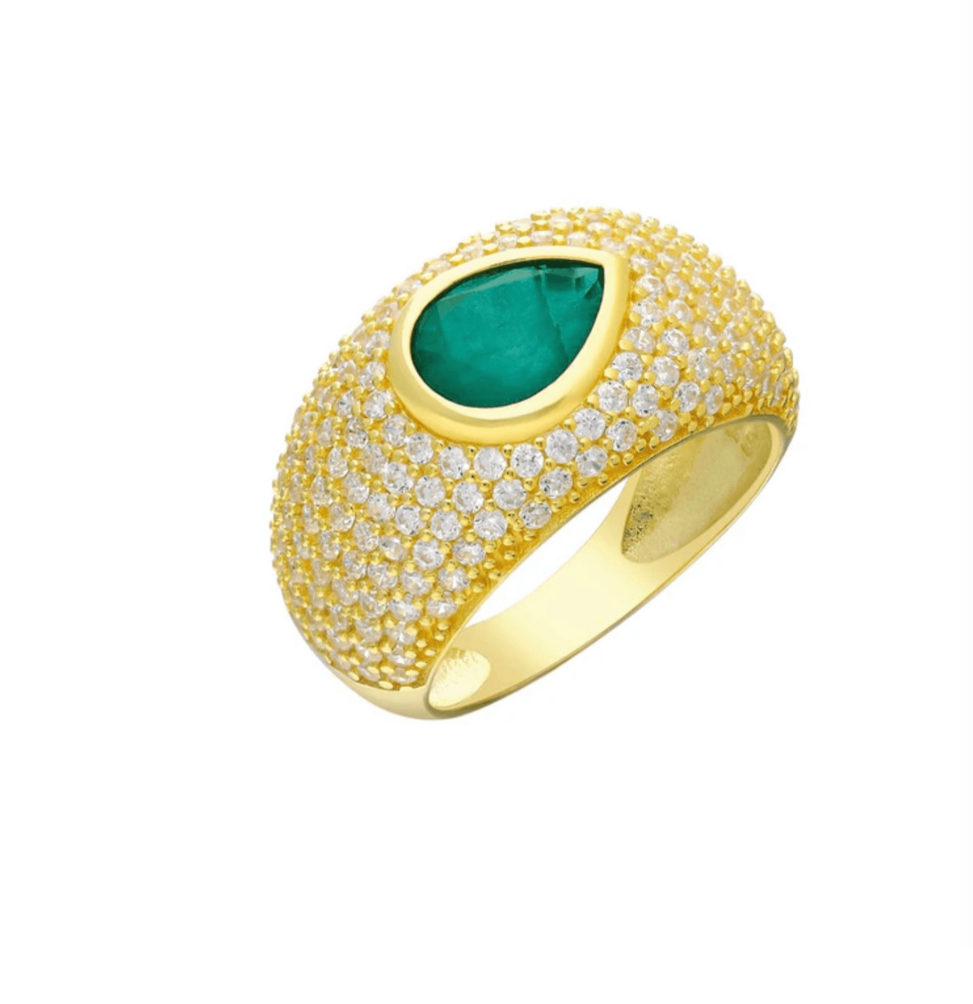 Dome Pave Emerald Ring - SELEN JEWELS