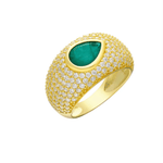 Dome Pave Emerald Ring - SELEN JEWELS