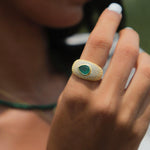 Dome Pave Emerald Ring - SELEN JEWELS