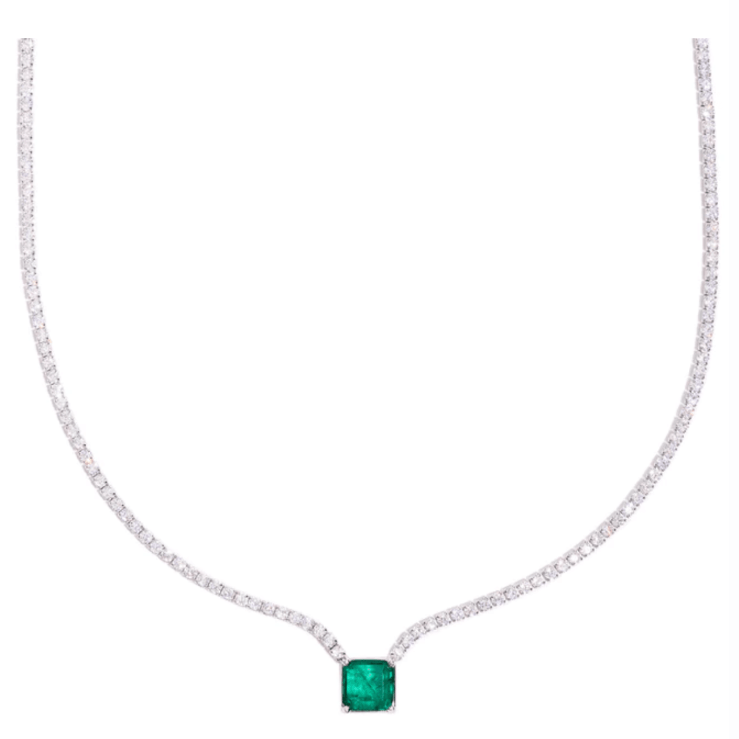 Emerald Tennis Moissanite Necklace - SELEN JEWELS