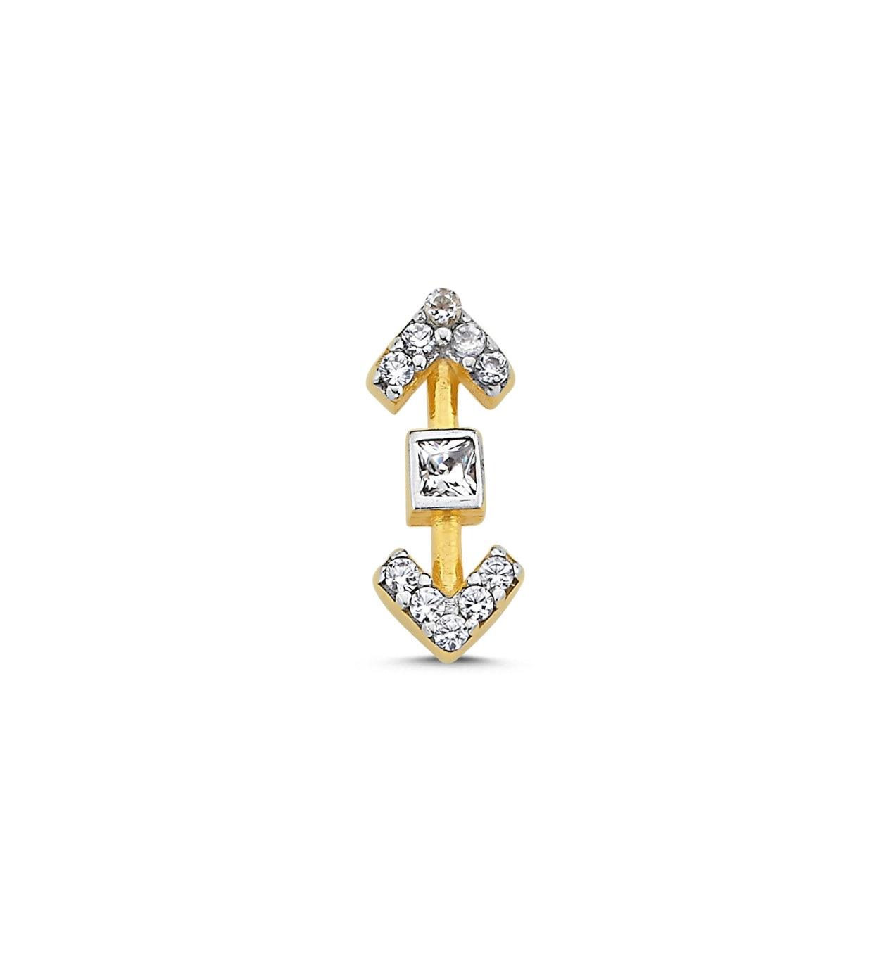 Gold Arrow Cubic Zircon Stones Earrings - SELEN JEWELS