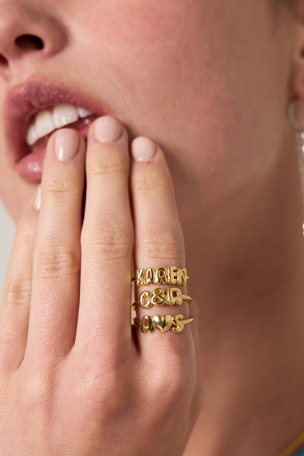 Bubble Letter Ring - SELEN JEWELS