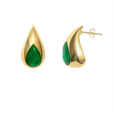 Gold Emerald Teardrop Earrings - SELEN JEWELS