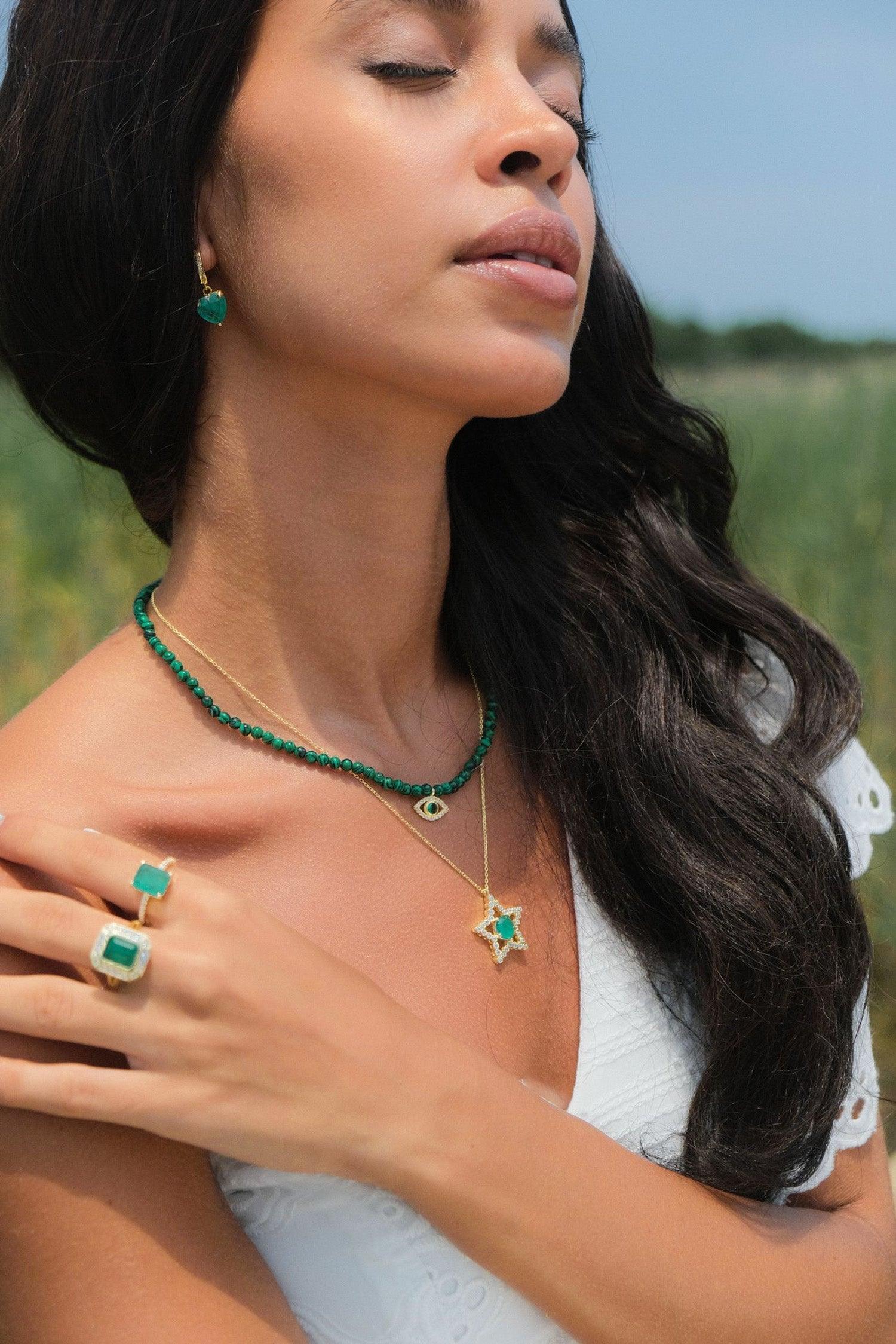 Malachite Green Beaded Choker - SELEN JEWELS