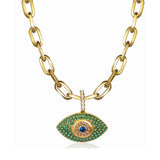 Paperclip Chain Evil Eye Necklace - SELEN JEWELS